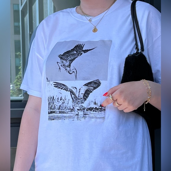 Original Crane Design Printed T-Shirt - Picture 2 of 3